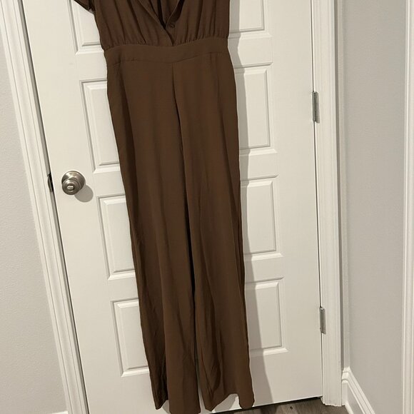 Makenzie short sleeve jumpsuit-Brown/Fashion Nova - Picture 1 of 5